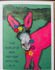 Better with you funny pink donkey pet greeting card