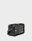 Benji Micro Crossbody Black Leather Bag - Studs Pattern