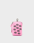 Florence Pouch Charm - Bubblegum Pink Leather All Over Eyes Embroidery