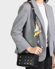 Benji Micro Crossbody Black Leather Bag - Studs Pattern