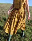 Drawstring cotton plaid skirts