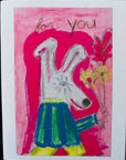 For You vibrant fun dog gifting flowers dog greeting card