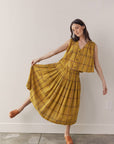 Drawstring cotton plaid skirts