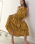 Drawstring cotton plaid skirts