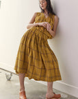 Drawstring cotton plaid skirts