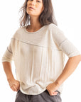 S453LN Linen - Half Sleeve Bateau CHALK