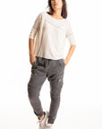 S453LN Linen - Half Sleeve Bateau CHALK