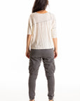 S453LN Linen - Half Sleeve Bateau CHALK