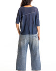 S453LN Linen - Half Sleeve Bateau INDIGO
