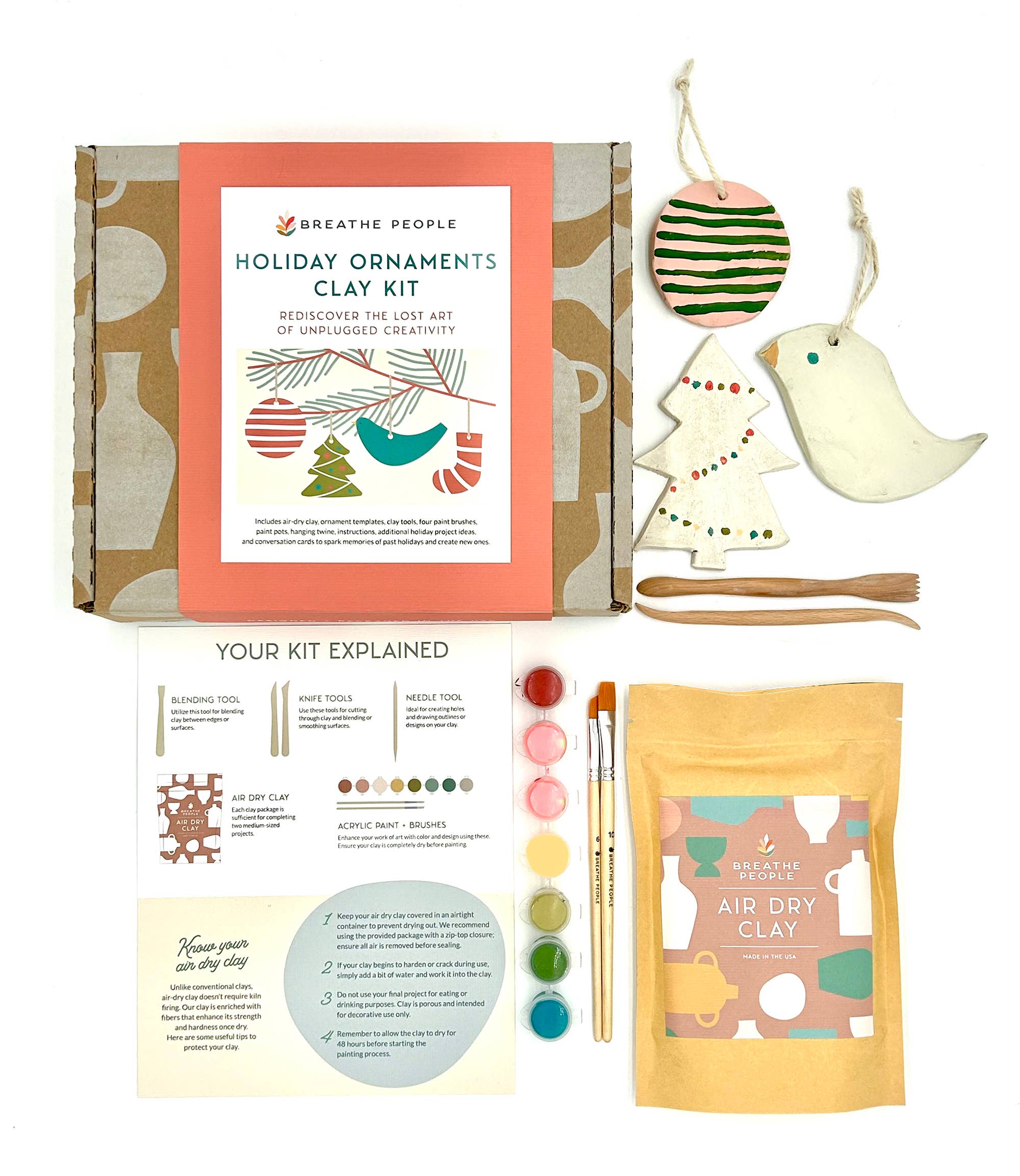 Holiday Ornaments Clay Making Activity Kit- Clay Kit for One