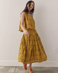 Drawstring cotton plaid skirts