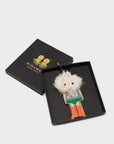 Monster Charm - White Faux Fur and Neon Orange Leather Boots