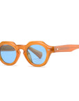 LAMAR Transparent Caramel Sunglasses | Blue Lens
