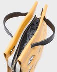 Vali Crossbody Small Golden And Black Leather Bag - Eyes Applique Adjustable Handle