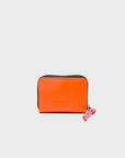 Frodo Neon Orange Leather Zip Around Wallet - Fuzzy Monster Applique