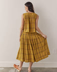 Drawstring cotton plaid skirts