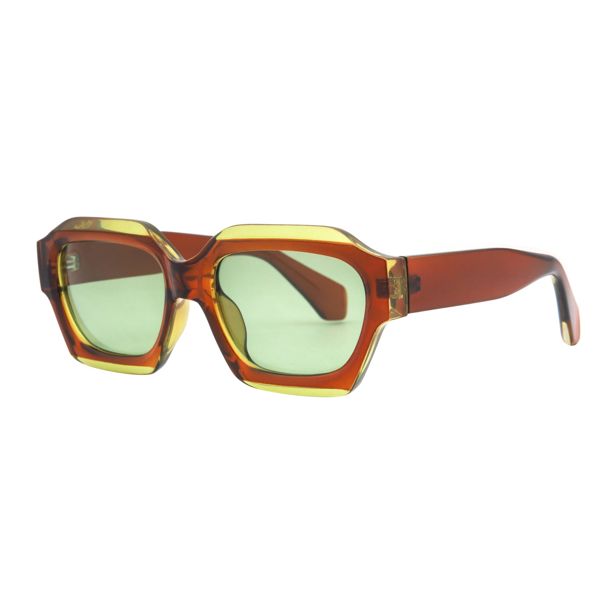 MONA Brown Green Sunglasses | Blue Lense