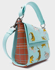 Anastasio Micro Crossbody Handbag Eggshell Blue Leather - Retro Tiger Embroidery