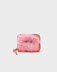 Frodo Neon Orange Leather Zip Around Wallet - Fuzzy Monster Applique