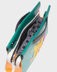 Vali Crossbody Small Deep Sea Green Leather Bag - Tiger and Flowers Embroidery