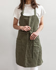 Moku Linen Apron Olive