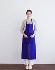 Linen Full Apron in Bleu Adriatique