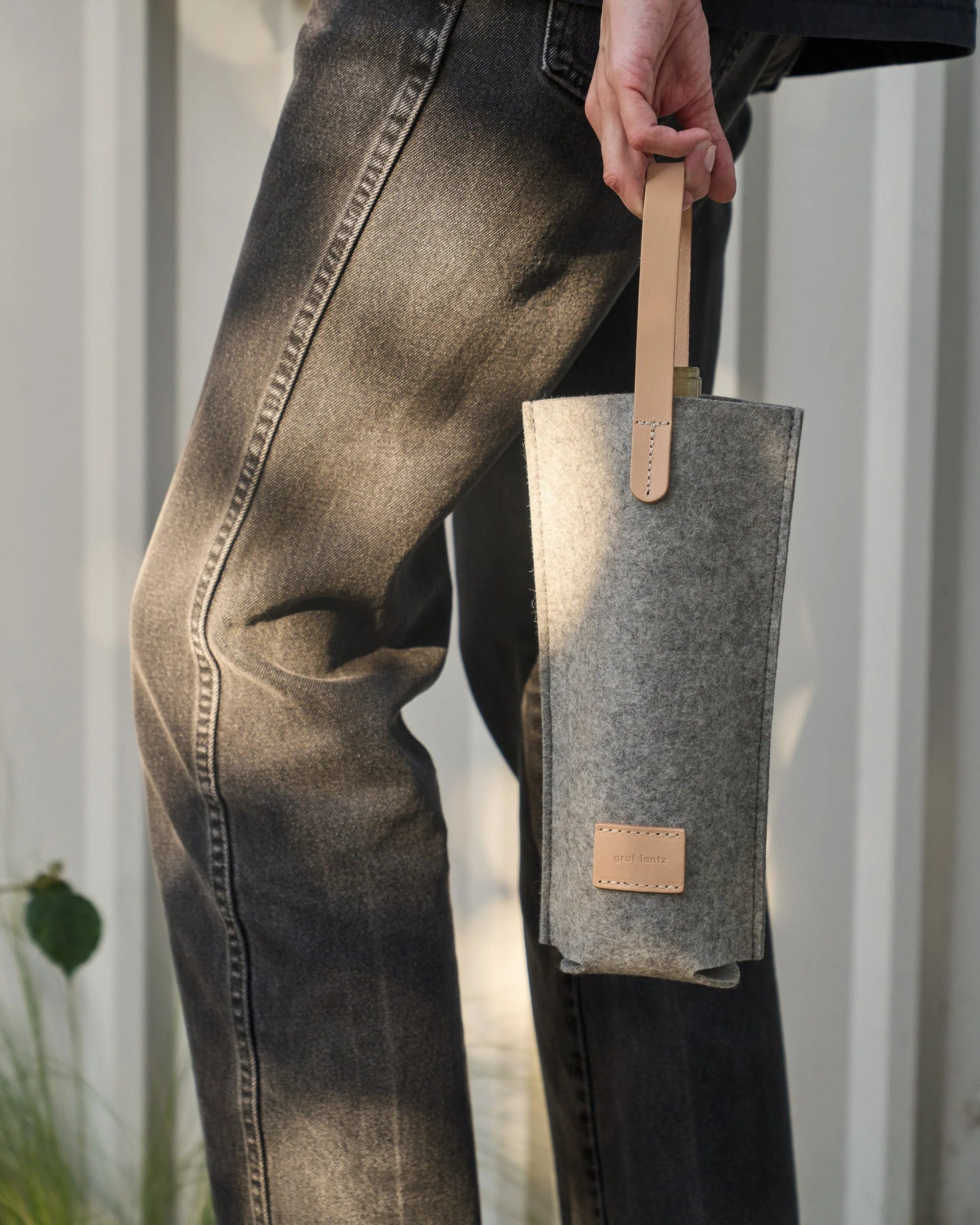 Felt Bottle Bag - Granite