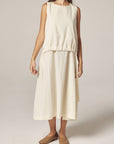 Waist Tie Midi Dress - Ecru