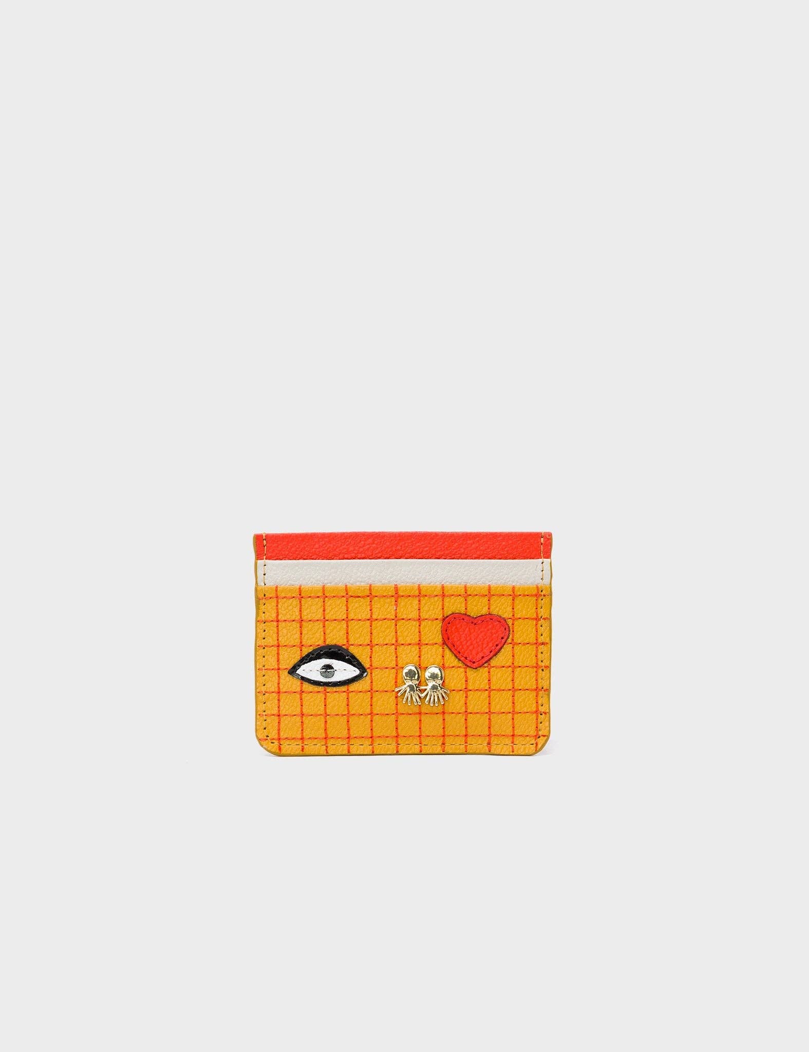 Filium Golden Glow Leather Cardholder - Classic Eye and Heart Applique