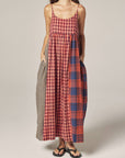 Contrast Midi Dress - Red/Blue