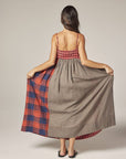 Contrast Midi Dress - Red/Blue