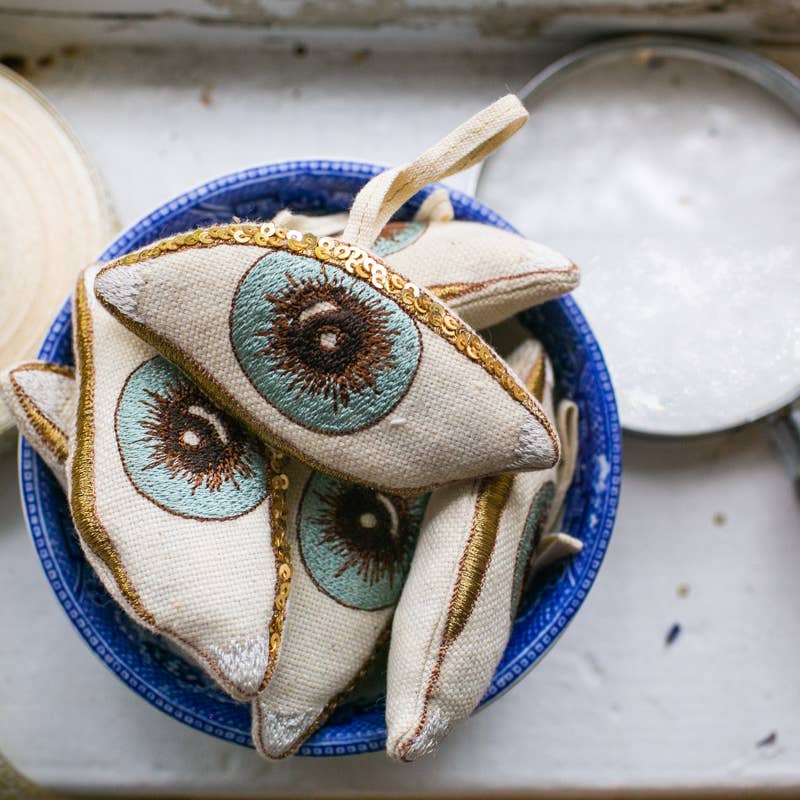 Evil Eye, Cotton &amp; Lavender stuffed Ornament, Token
