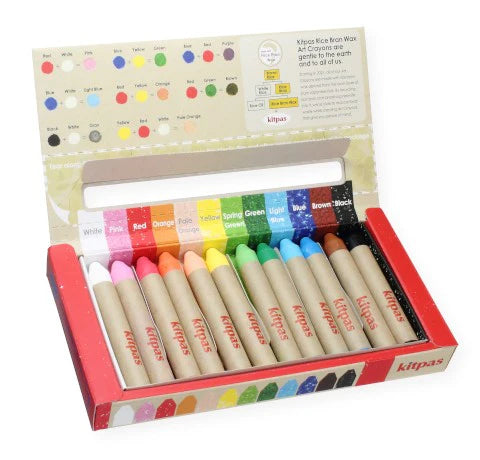 KITPAS RICE BRAN WAX ART CRAYONS 12 COLOS