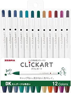 Zebra CLICKART Sign Pens Set of 12 (DARK)