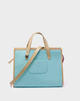 Simon Eggshell Blue Leather Medium Handbag - Retro Tiger Design