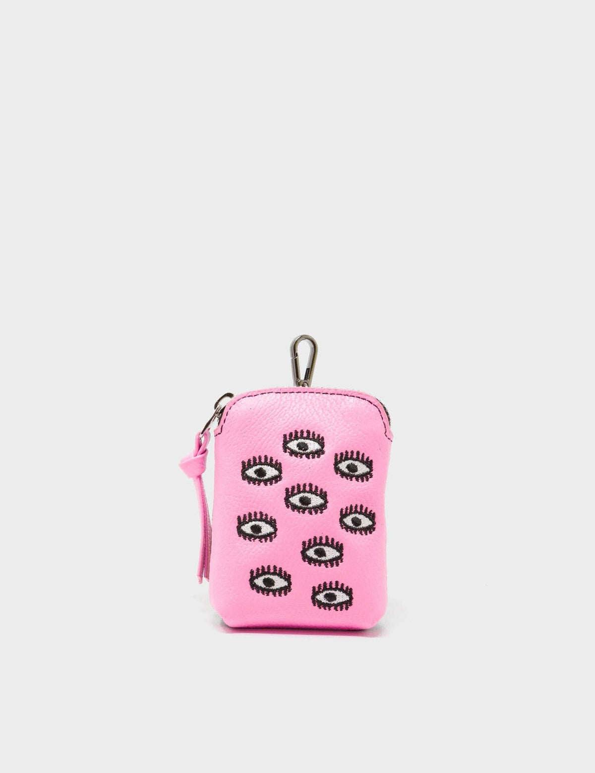 Florence Pouch Charm - Bubblegum Pink Leather All Over Eyes Embroidery