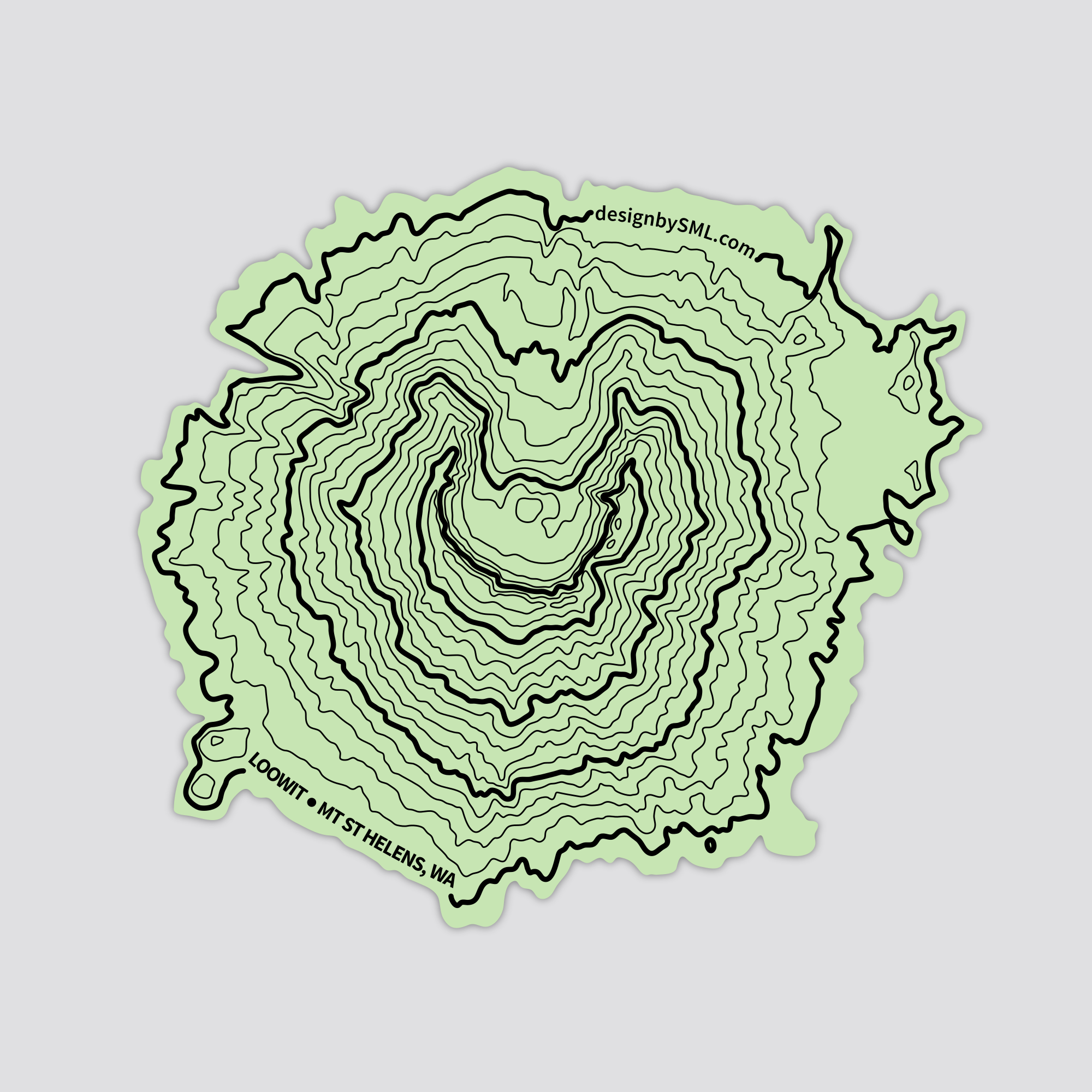 Mountain Sticker | Mt St Helens Topography | Vinyl Sticker