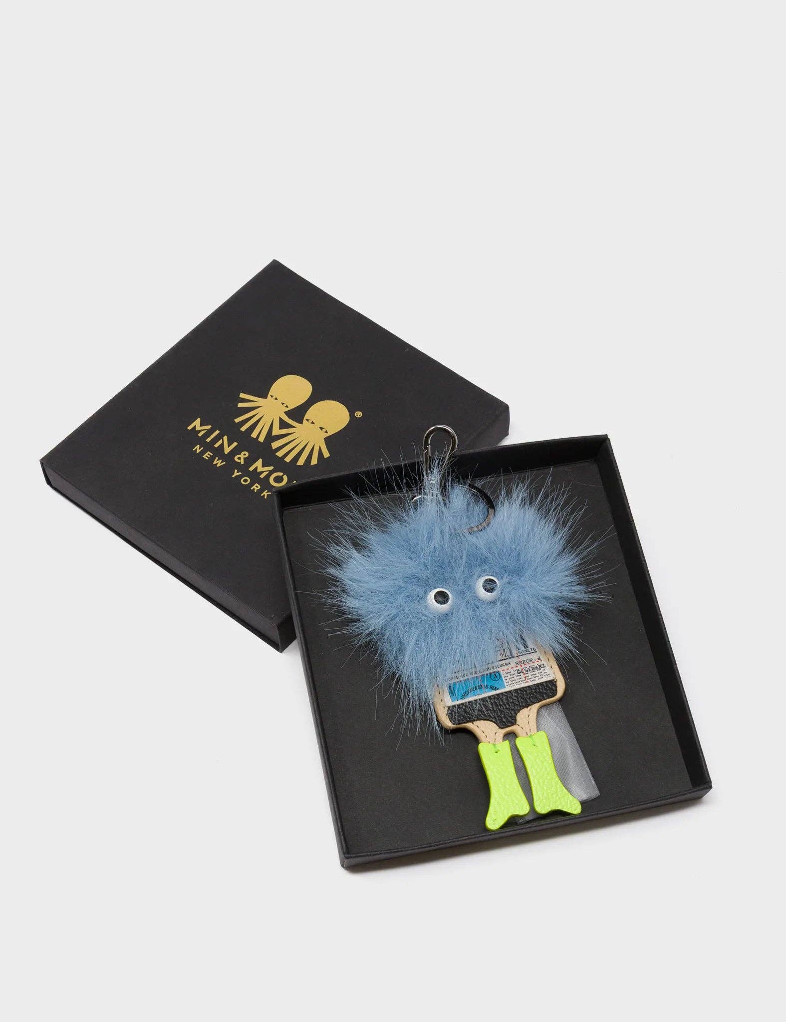 Monster Charm - Light Blue Faux Fur and Sharp Green Leather Boots