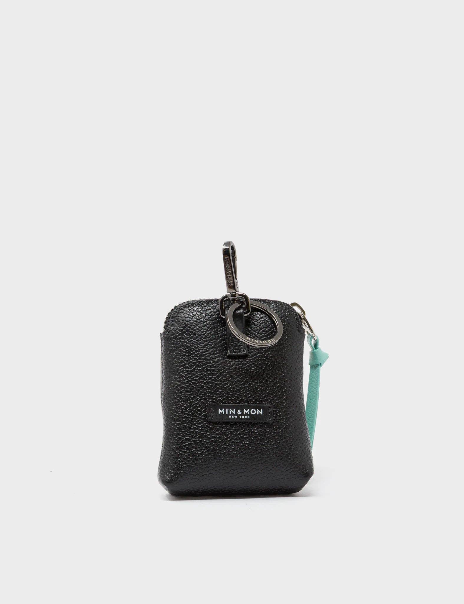 Florence Pouch Charm - Moonwalk Gray Leather Keychain Pigeonista Embroidery