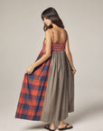 Contrast Midi Dress - Red/Blue