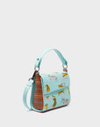 Anastasio Micro Crossbody Handbag Eggshell Blue Leather - Retro Tiger Embroidery