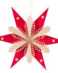 OR251456 Red Natural Wooden Star Ornament