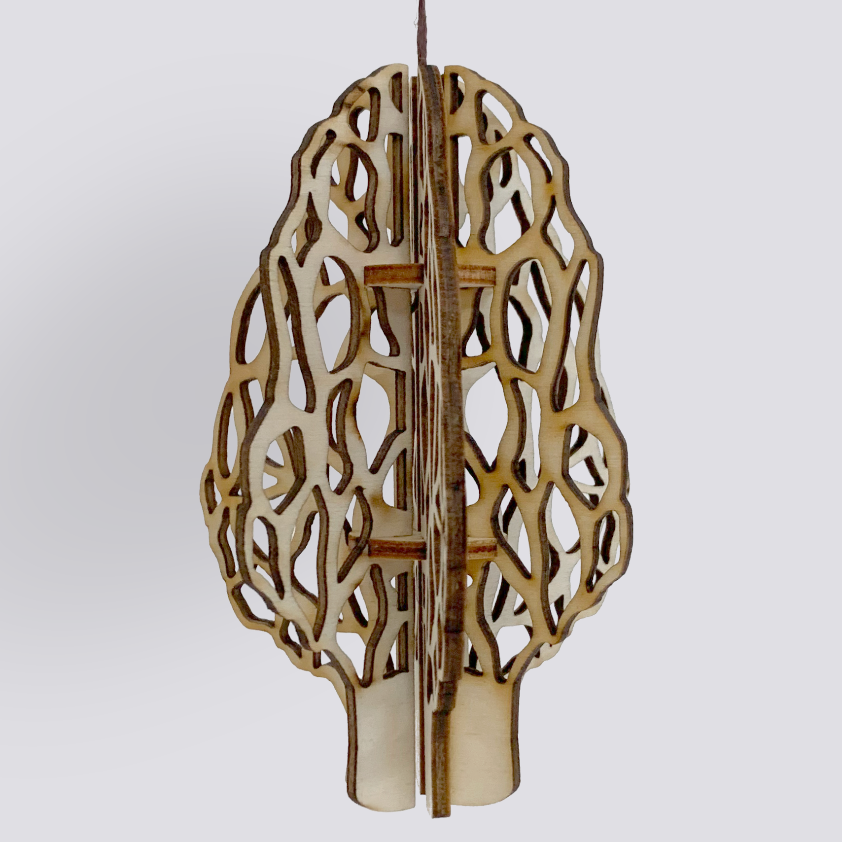 3D Wood Ornament | Morel Mushroom Ornament | Wood Mushroom