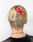 Bow Hairpin in Large Cherry