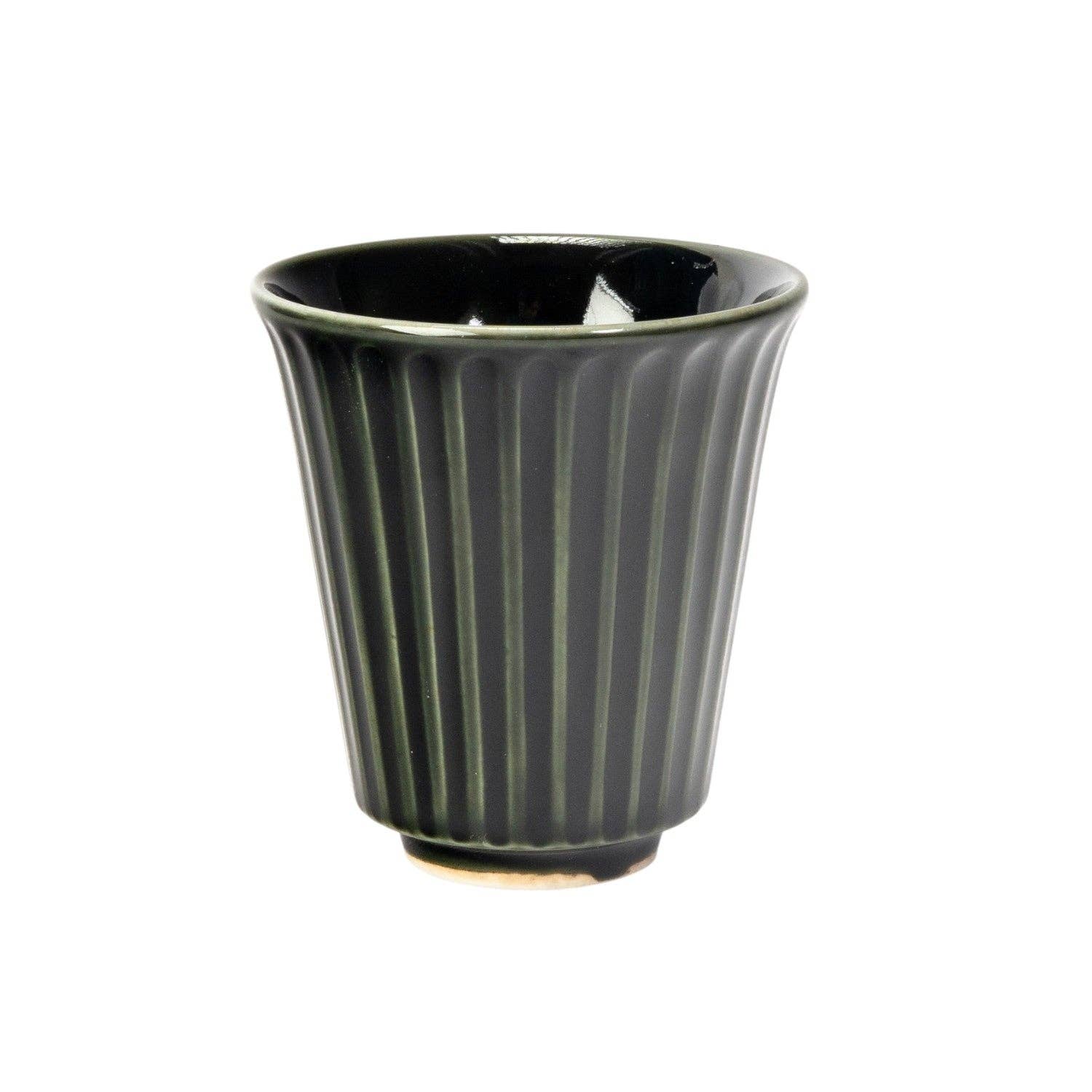 Yunomi Japanese Tea Cup - Reactive Glaze Dark Green