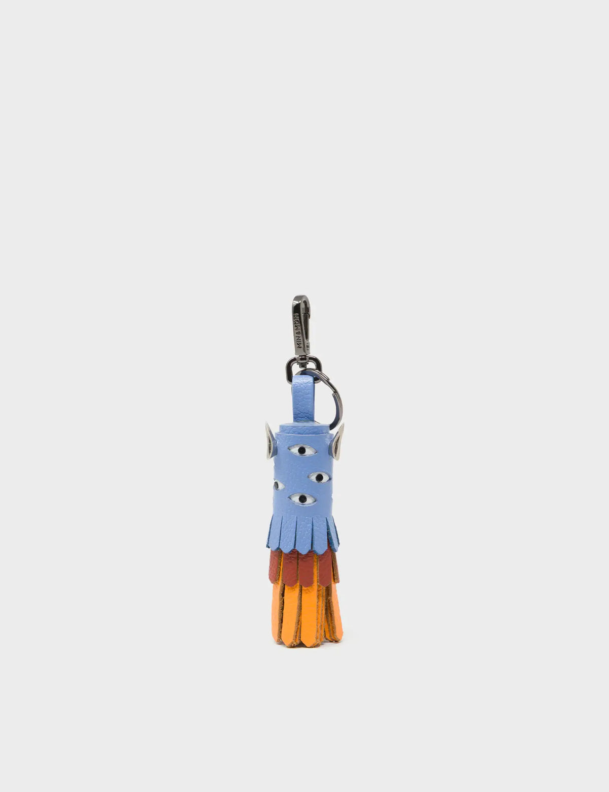 Oliver The Ox Charm - Vista Blue and Baked City Brown Leather Keychain