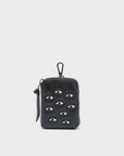 Florence Pouch Charm  - Black Leather Keychain Eyes Embroidery