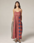Contrast Midi Dress - Red/Blue