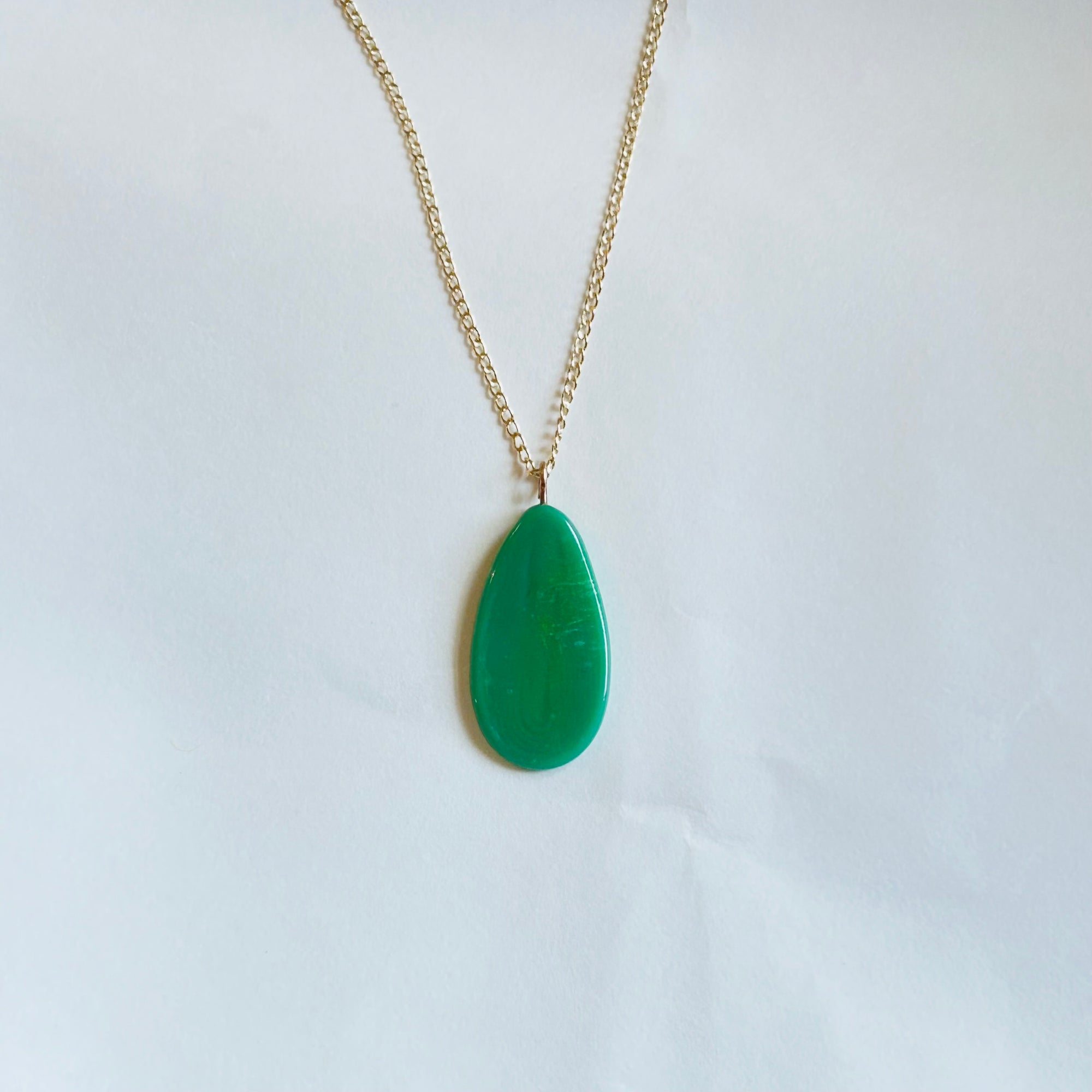 Thumbprint Single Necklace GF SEAFOAM