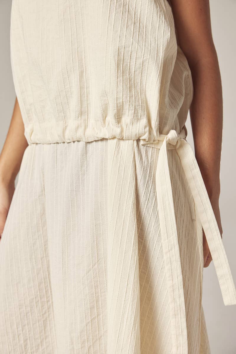 Waist Tie Midi Dress - Ecru